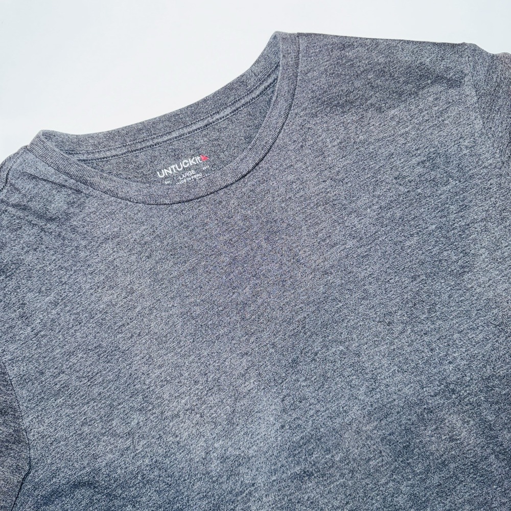 UNTUCKit Saxum Ultrasoft Tee Men’s Large Heather Navy Short Sleeve Sail Logo